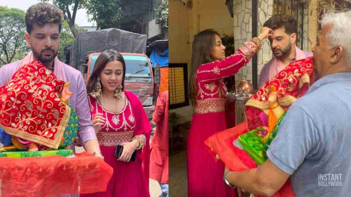 Karan Kundrra Brings Home Ganpati Bappa, Tejasswi Prakash's Aarti Performance Will Give You Goosebumps! | Glamsham.com