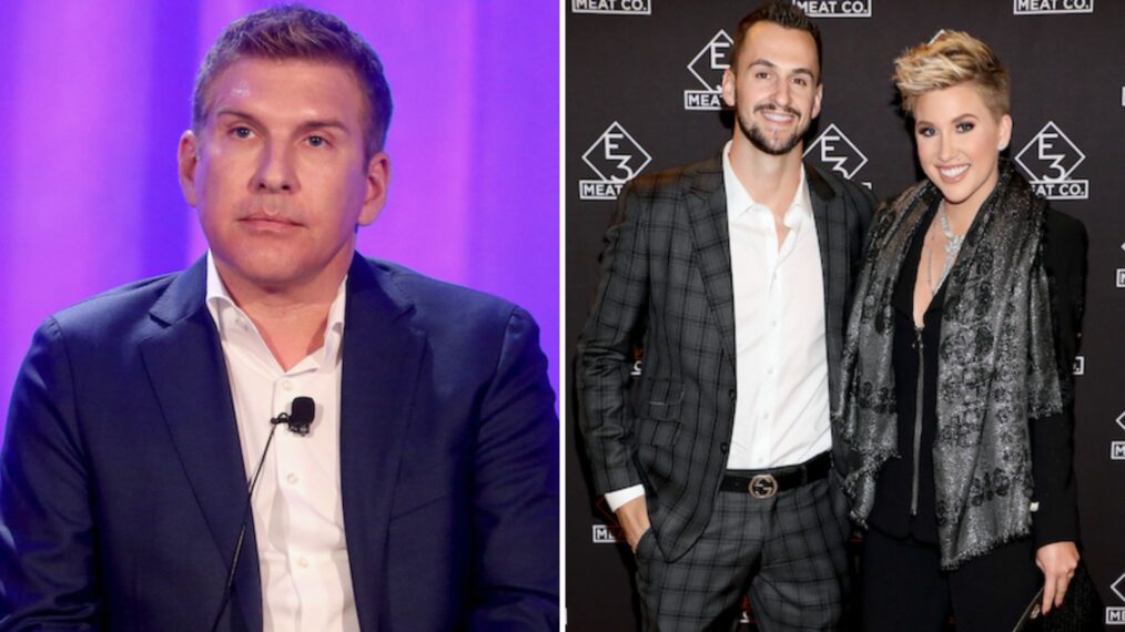 TV personality Savannah Chrisley (L) and producer/TV personality Todd Chrisley speak onstage during the 