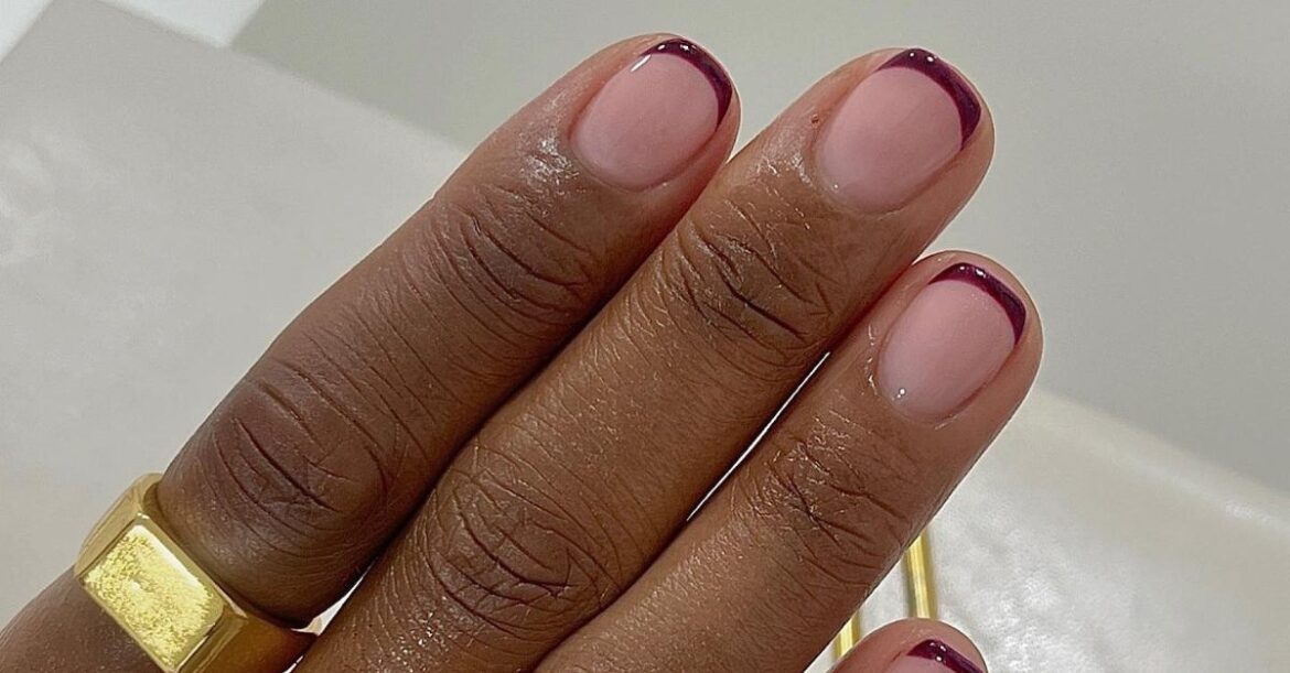 Burgundy French Tip Nails Are Elegant, Minimal and Chic