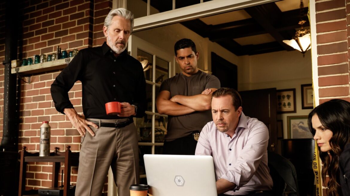 Gary Cole as NCIS Special Agent Alden Parker, Wilmer Valderrama as NCIS Special Agent Nicholas “Nick” Torres, Sean Murray as Special Agent Timothy McGee, and Katrina Law as NCIS Special Agent Jessica Knight — 
