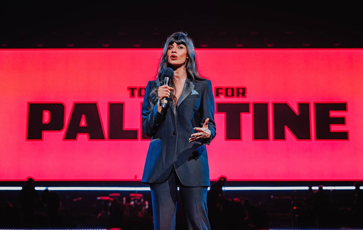 Jameela Jamil at Together For Palestine. Credit: Luke Dyson