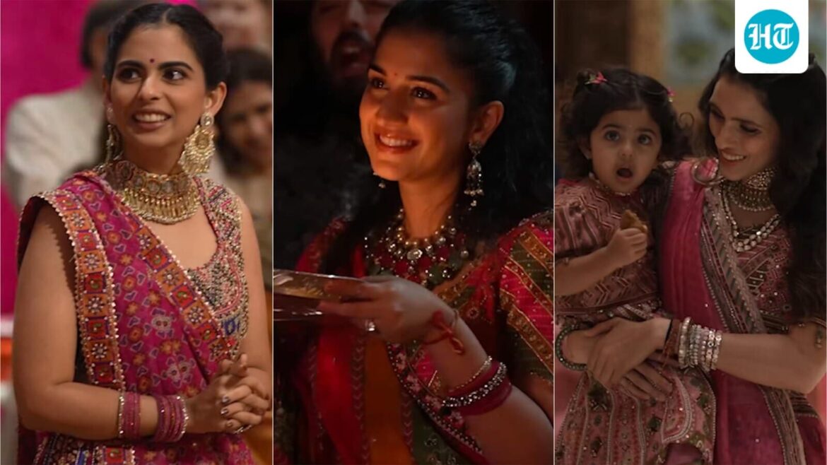 Radhika Merchant, Isha Ambani, Shloka Mehta and family light up Navratri garba night in vibrant ethnic ensembles. Watch