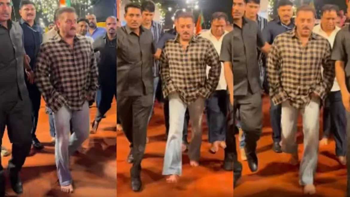 Salman Khan Seen Running Barefoot Towards His Car Along With His Z+ Security After Visiting Ganapati Bappa At Ashish Shelar's Home