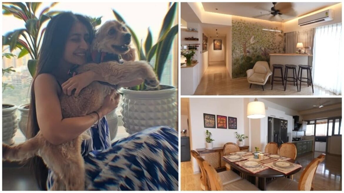 Step inside Dhanashree Verma's home featuring positive vibes, tropical home bar and balcony with Mumbai skyline view
