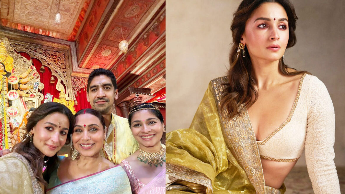 Alia Bhatt Steals The Show At Rani Mukerji And Kajol's Durga Puja Pandal With Her Fashionable Outfit | Glamsham.com