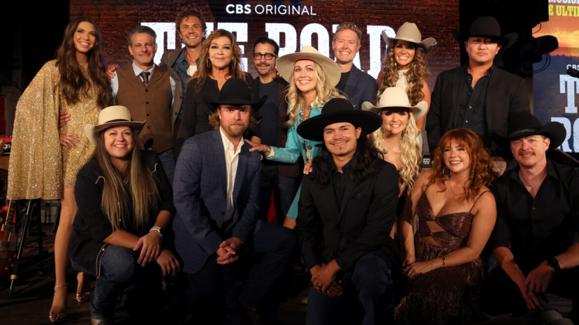 Jenny Tolman, Lee Metzger, Forrest McCurren, Gretchen Wilson, David Glasser, Olivia Harms, Mitch Graham, Britnee Kellogg, Cody Hibbard (front row L-R) Briana Adams, Jon Wood, Blaine Bailey, Billie Jo Jones, Cassidy Daniels and Adam Sanders attend the premiere of 