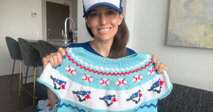 Meet the Blue Jays fan knitting a post-season sweater while watching the playoffs