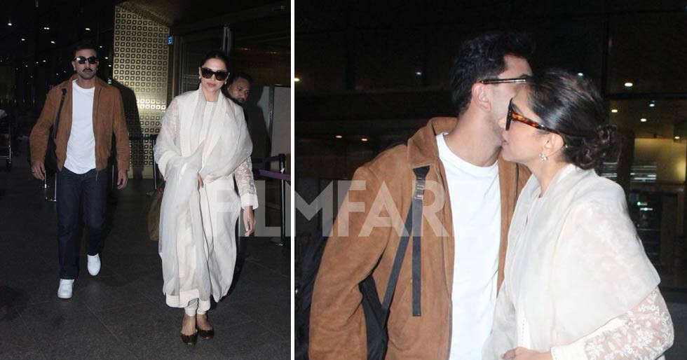 PHOTOS: Ranbir Kapoor and Deepika Padukone Share a Hug As They Return to Mumbai