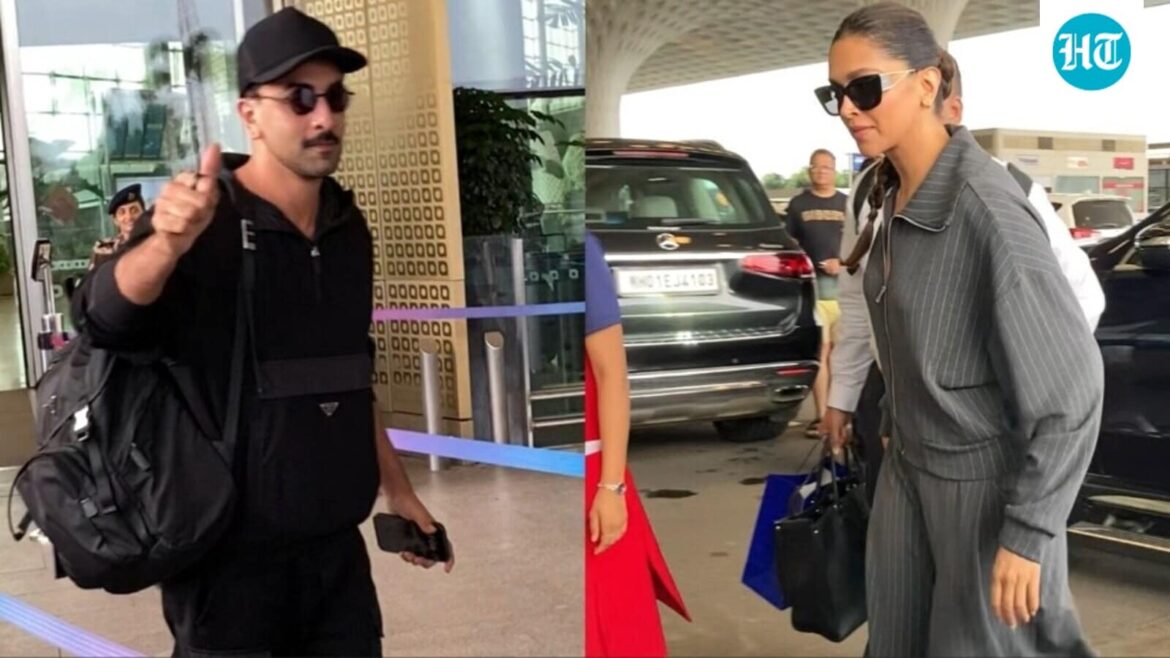 Ranbir Kapoor greets Deepika Padukone with a hug after she stops her cart for him. Watch their airport reunion