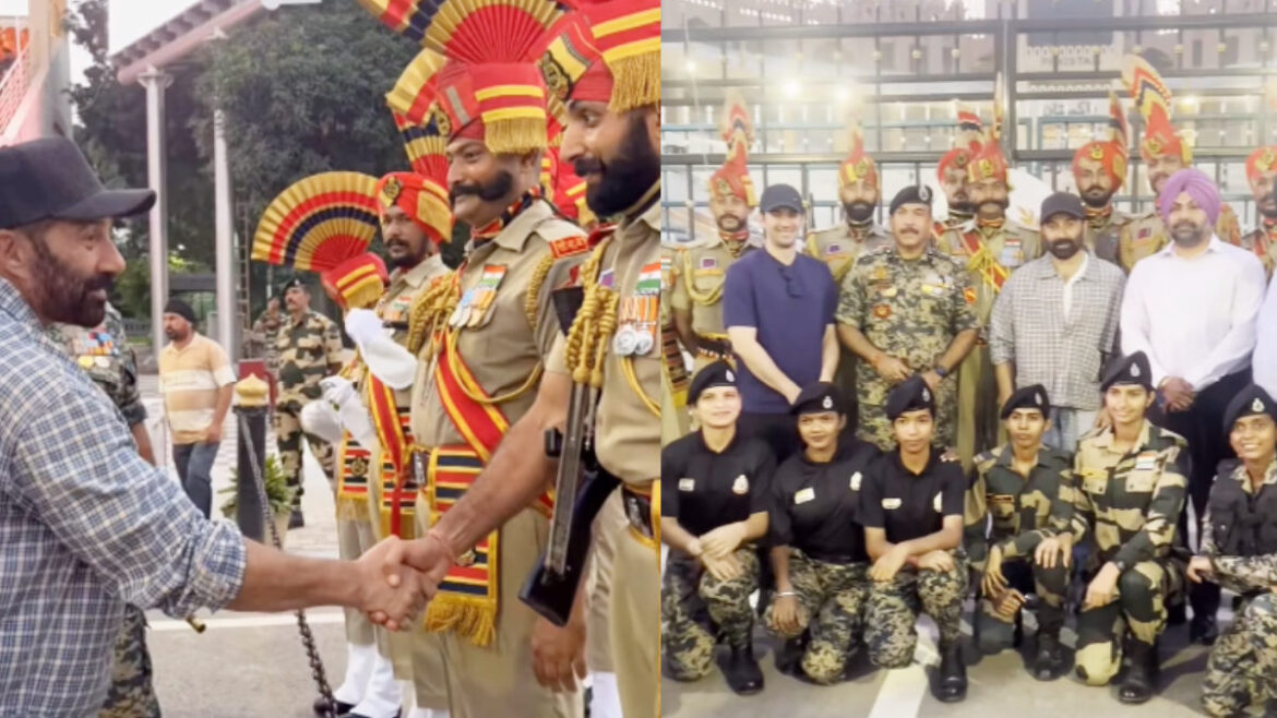 Sunny Deol's Patriotic Gesture: Actor Meets BSF Jawans At Attari Border With Son Karan Deol | Glamsham.com