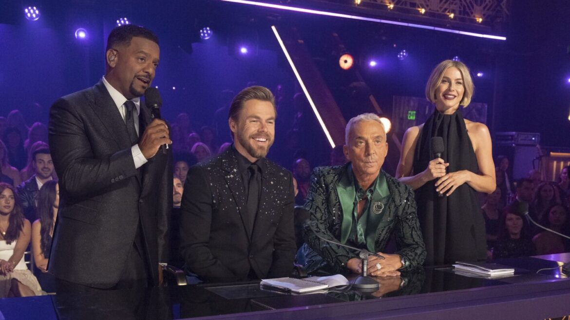 Alfonso Ribeiro and Julianne Hough with Derek Hough and Bruno Tonioli on 
