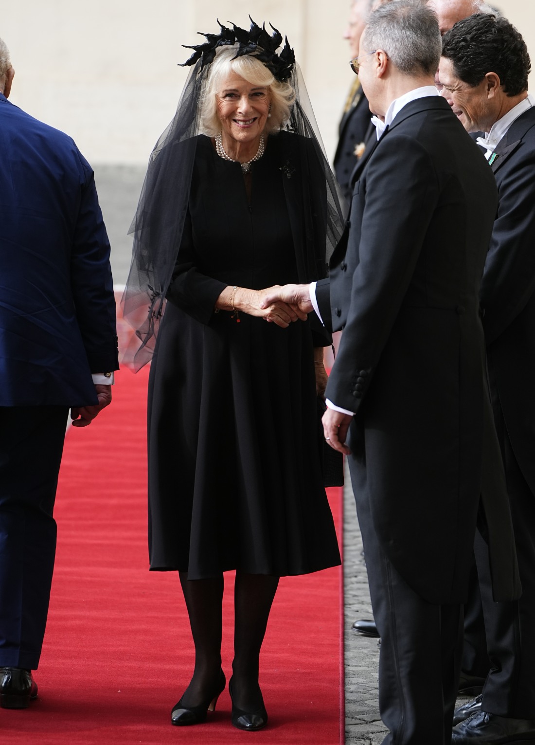 bitchy | Queen Camilla wore quite a statement headpiece for her visit to the Vatican